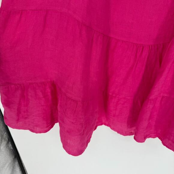Bella Umbra Halter Sundress Size L Hot Pink Linen Sleeveless Tiered Bow Tie Neck - Picture 6 of 8